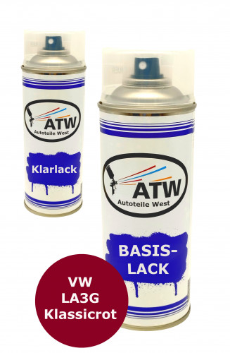 Autolack für VW_LA3G_Klassicrot+400ml Klarlack Set